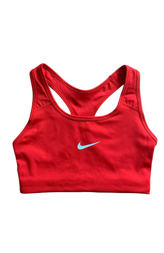 Nike Dri Fit Swoosh Medium Support Padded Sports Bra, Magic Ember/Chile  Red/White, Medium : : Clothing, Shoes & Accessories