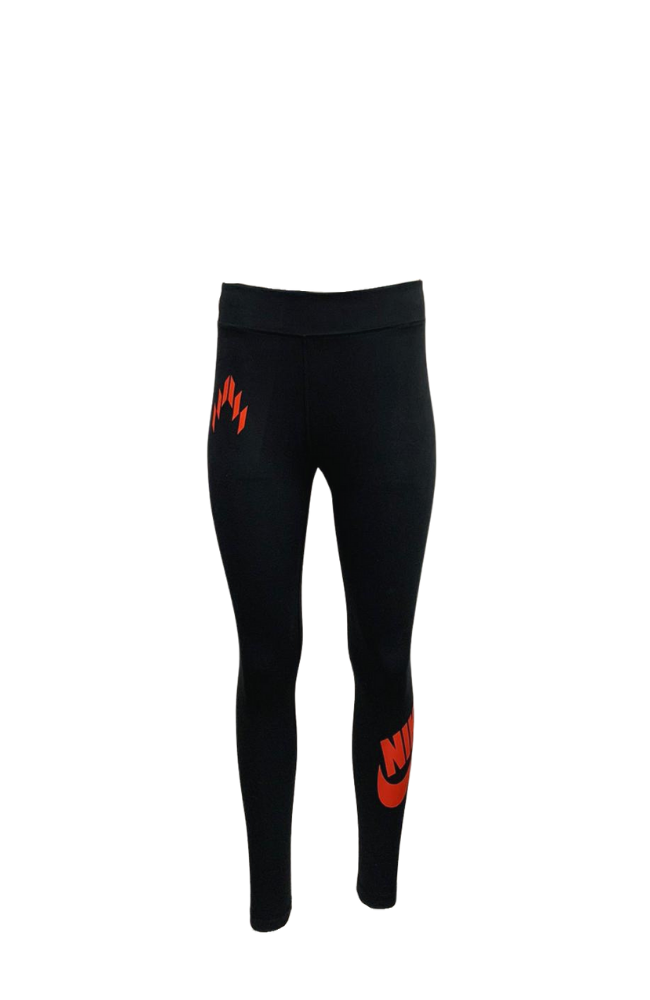 Nike high rise essential leggings in black with calf logo print