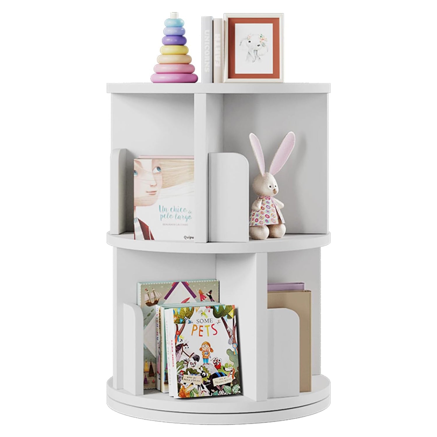15.7" Wide 2/4/5-Tier 360° Rotating Bookshelf for Small Footprint