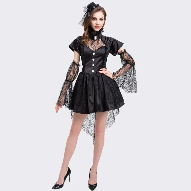 Scary Gothic Vampire Bride Costume for Halloween Parties - Image 6
