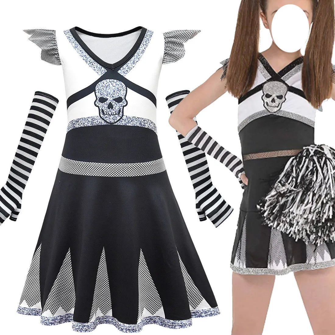 Girls Halloween Zombie Cosplay Costumes & Cheerleading Sets