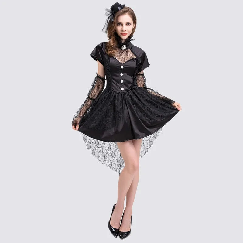 Scary Gothic Vampire Bride Costume for Halloween Parties - Image 17