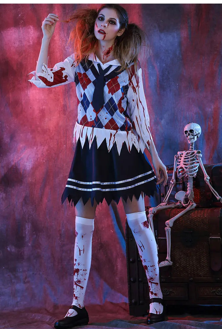 Spooky Zombie School Uniform for Halloween Cosplay - Image 11