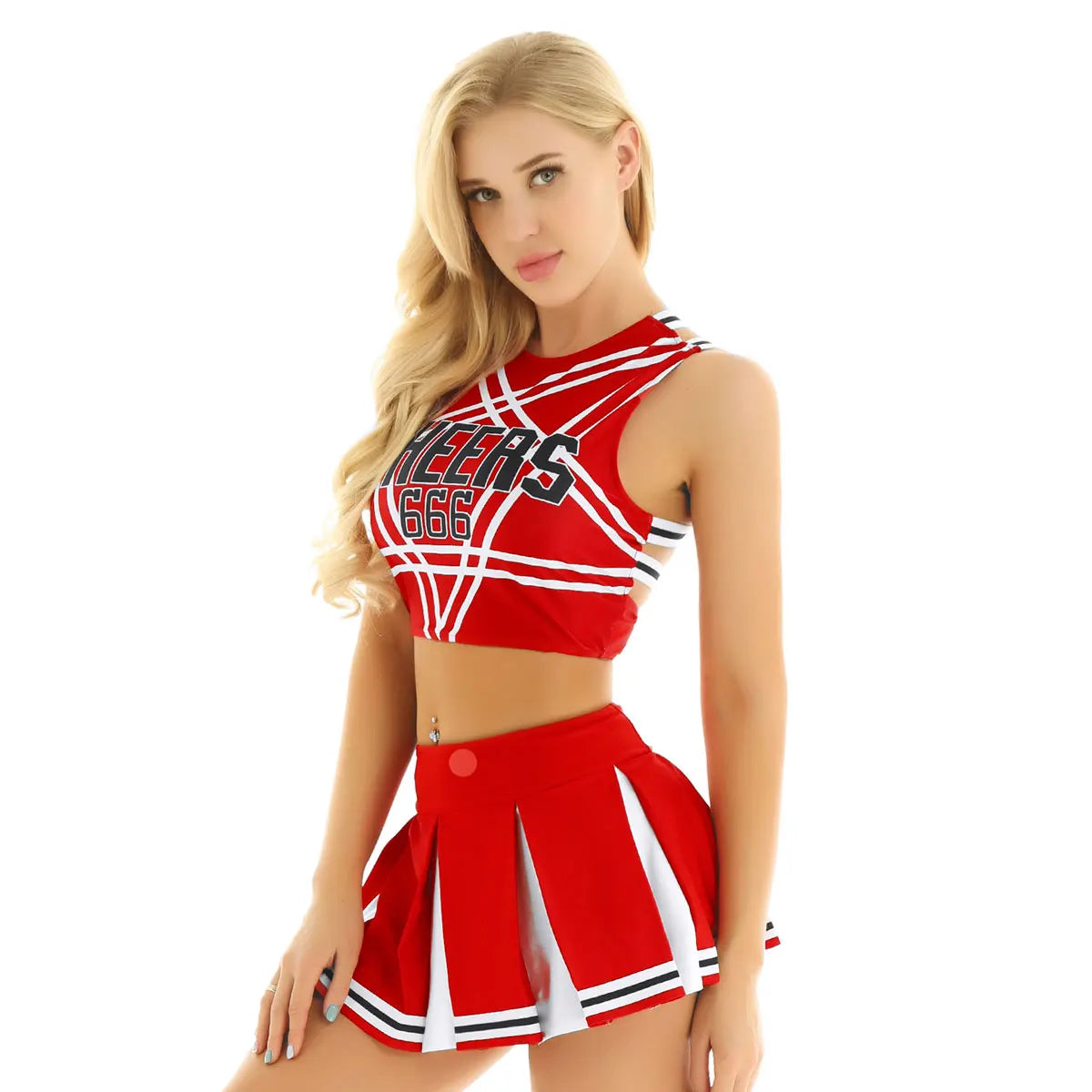 Charming Japanese Schoolgirl Cosplay & Cheerleader Costume Set
