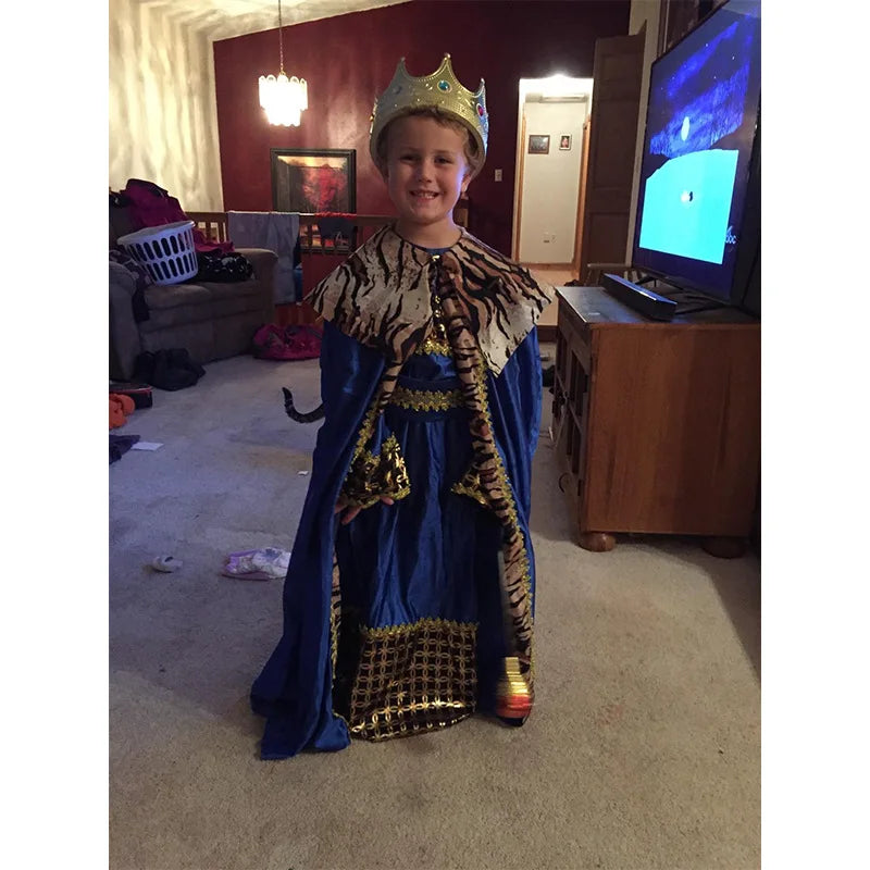Blue King Cloak Costume for Kids - Halloween Party Outfit - Image 4