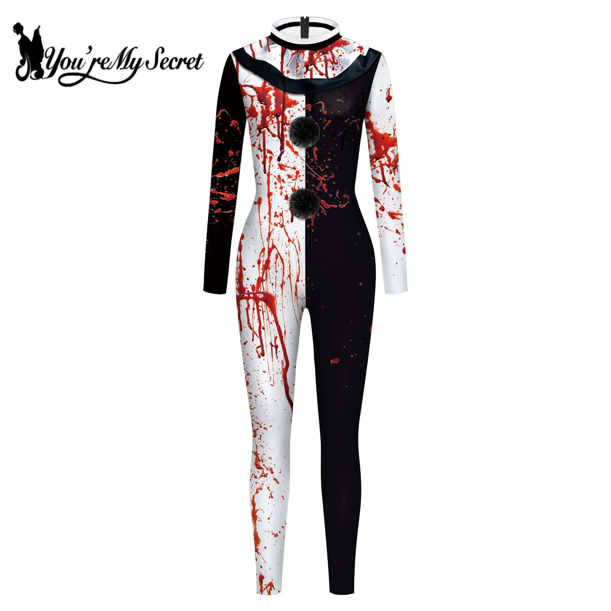 Terrifying Clown Costume Jumpsuit for Halloween Fun - Image 6