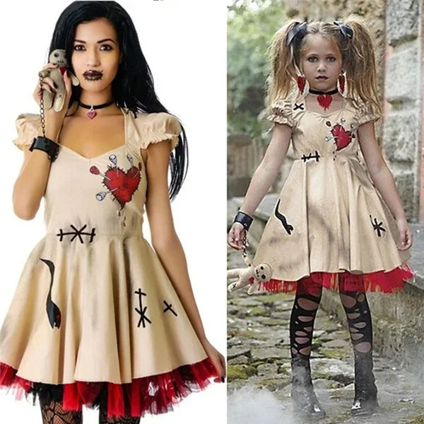 Voodoo Doll Halloween Costume for Women and Kids