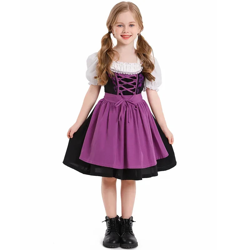 Traditional Bavarian Dirndl Dress for Kids Oktoberfest Costume - Image 6