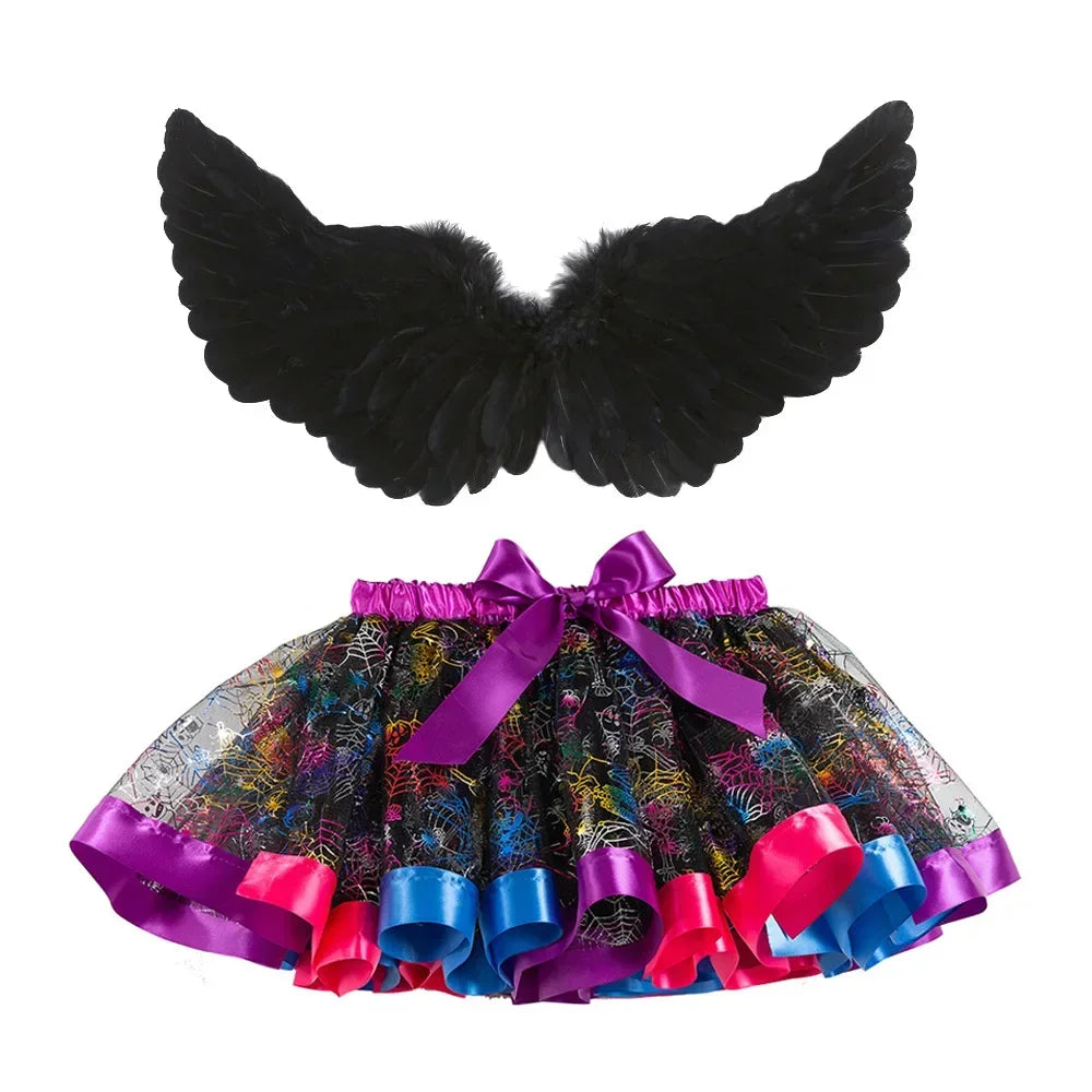Spider Web Pattern Tutu Skirt for Girls' Halloween Costume - Image 3