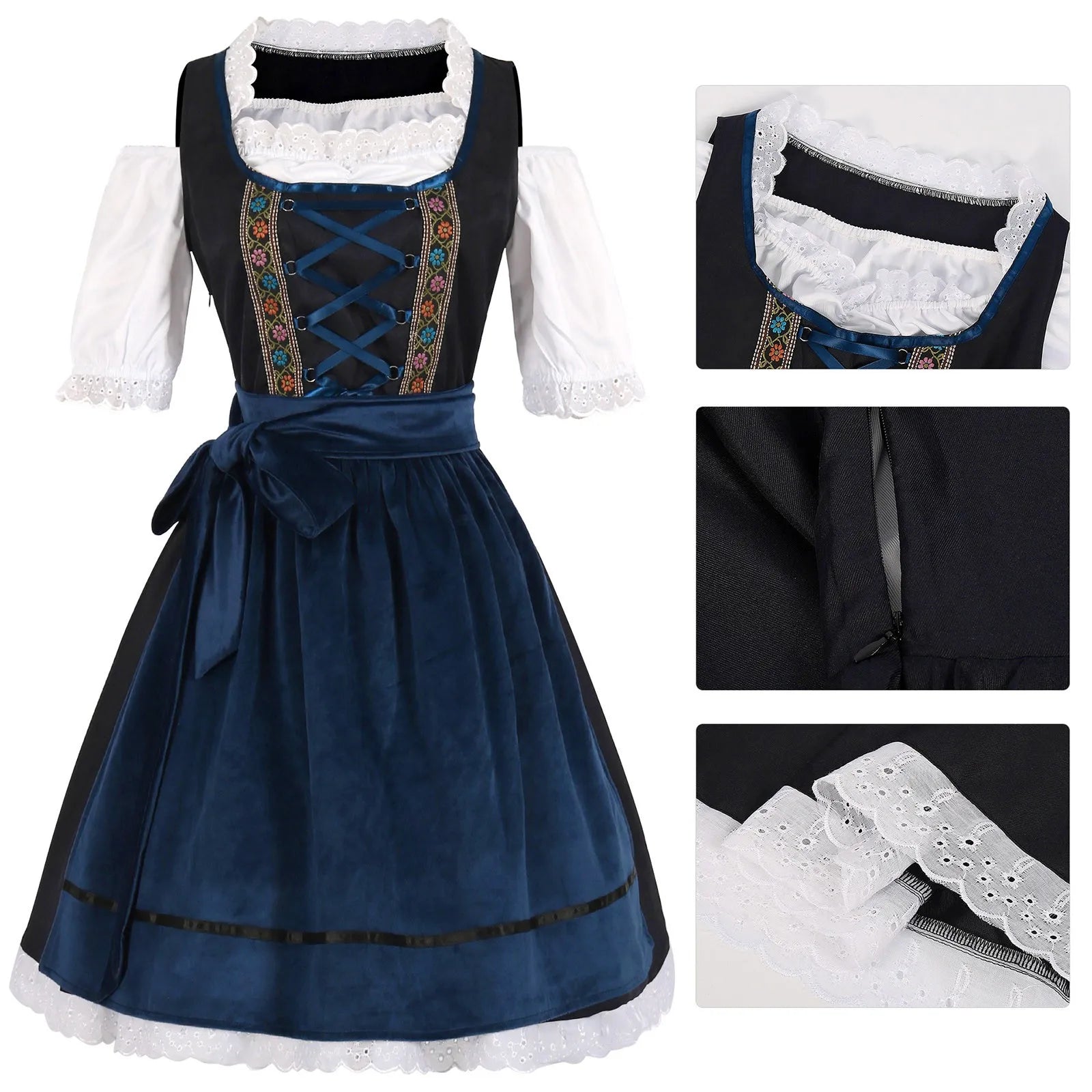 Floral Sheer Apron Dirndl Dress for Oktoberfest Festivities - Image 2