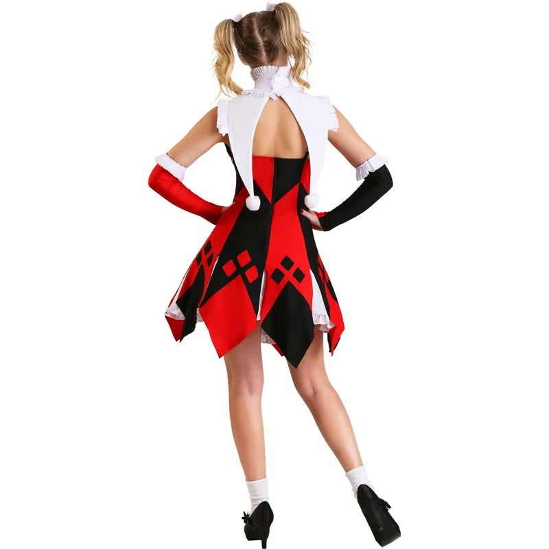 Naughty Harlequin Circus Clown Costume for Halloween Parties - Image 3