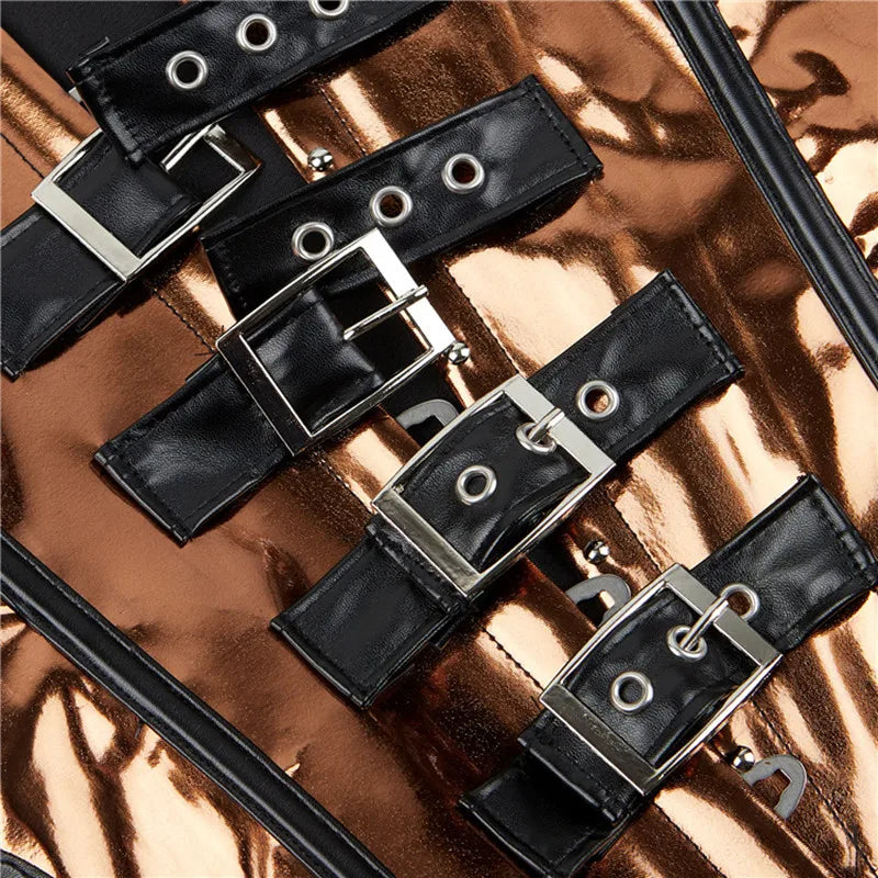 Steampunk Gothic Underbust Corset with Halter & Buckles - Image 23