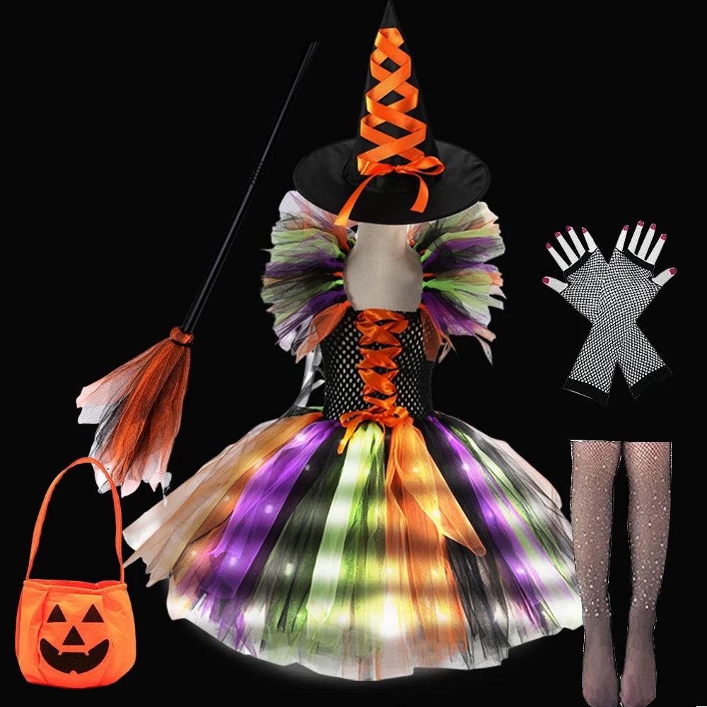 LED Light Up Witch Costume Tutu Dress for Kids - Image 14