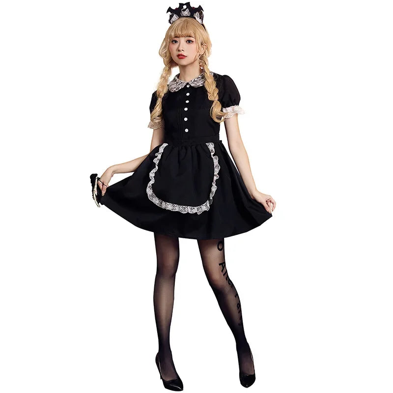 Red & Black Lace Evil Castle Maid Cosplay Dress - Image 5