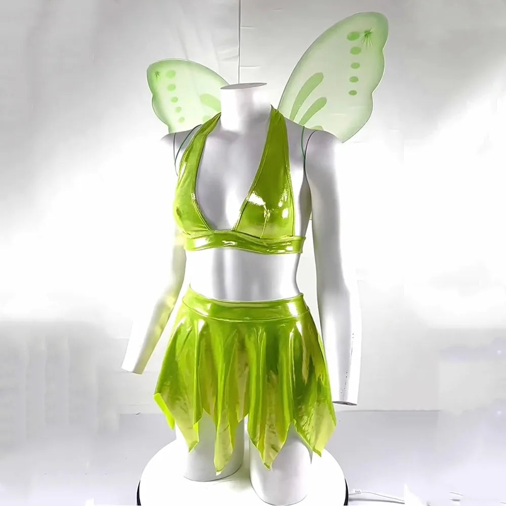 Women's Fairy Elf Costume with Butterfly Wings for Parties - Image 6