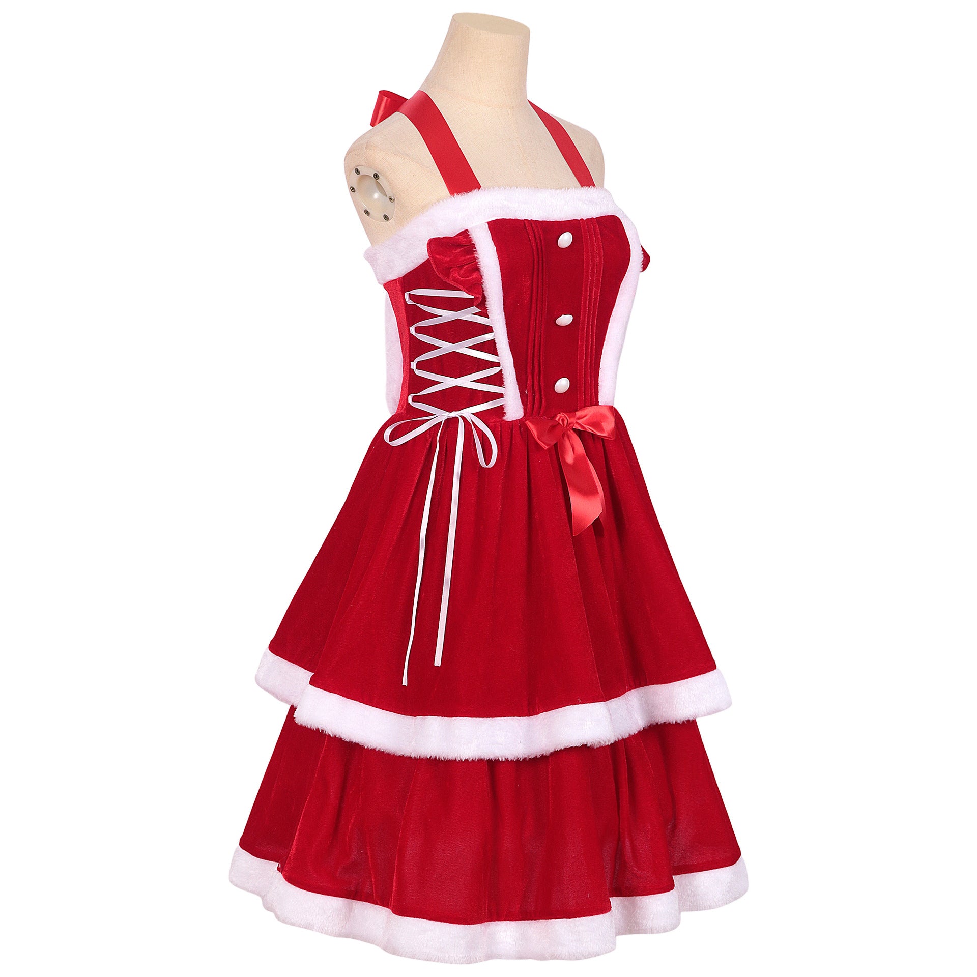 Luxury Classic Santa Claus Lady Red Dress for Christmas Parties - Image 9