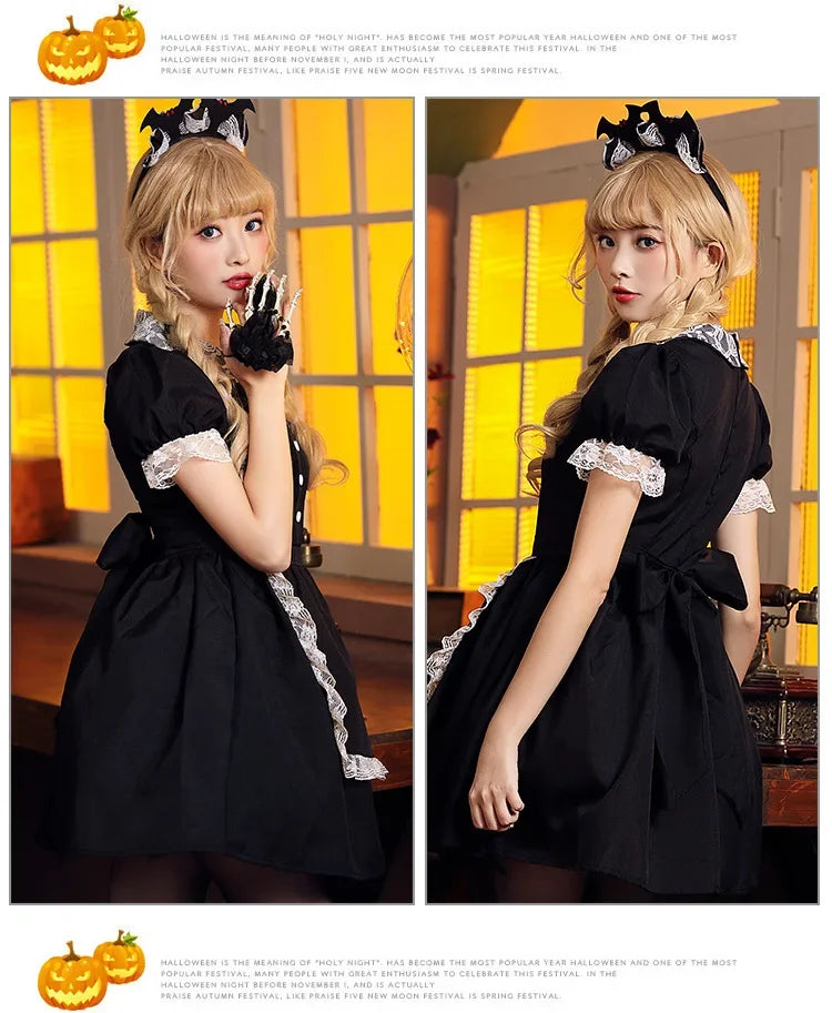 Red & Black Lace Evil Castle Maid Cosplay Dress - Image 17