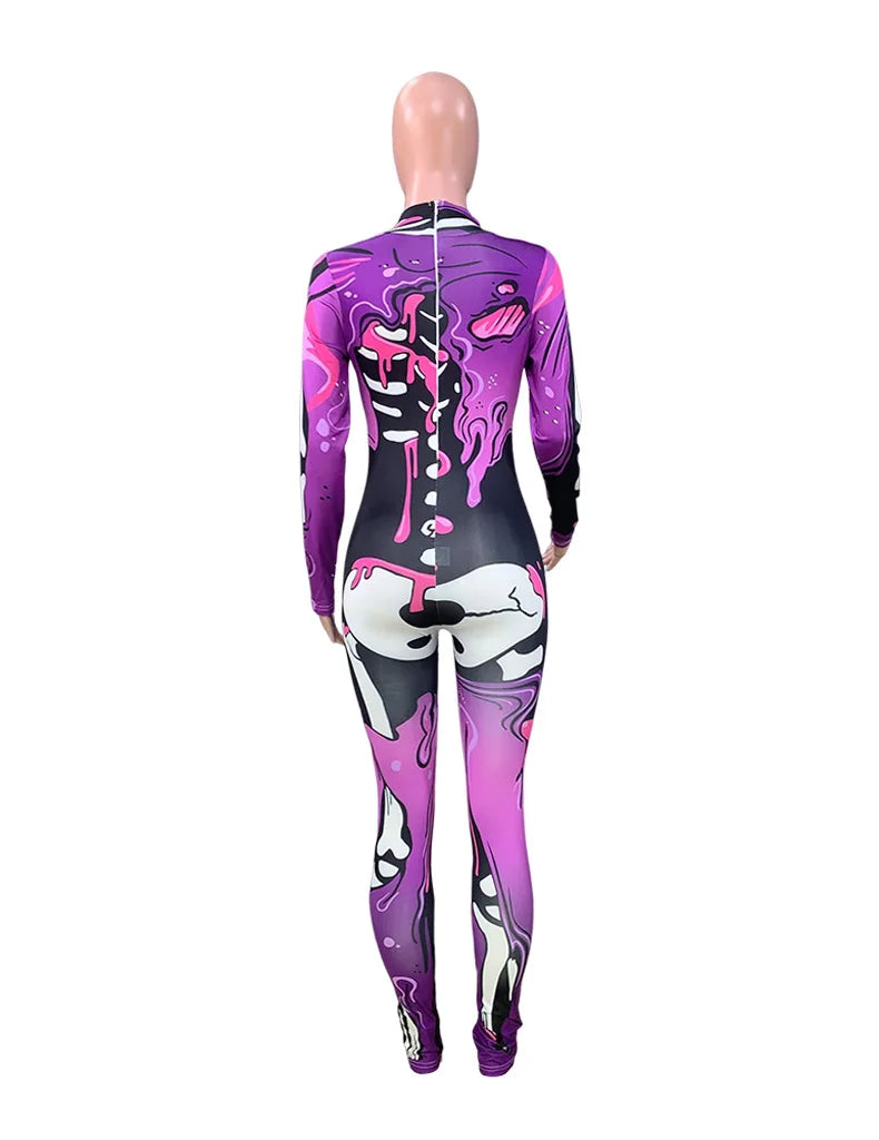 Women's Skeleton Jumpsuit for Halloween Cosplay & Parties - Image 11
