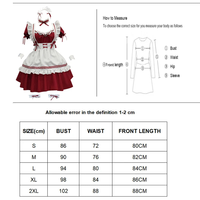 Multicolor Kawaii Lolita Maid Costume for Cosplay & Parties - Image 8