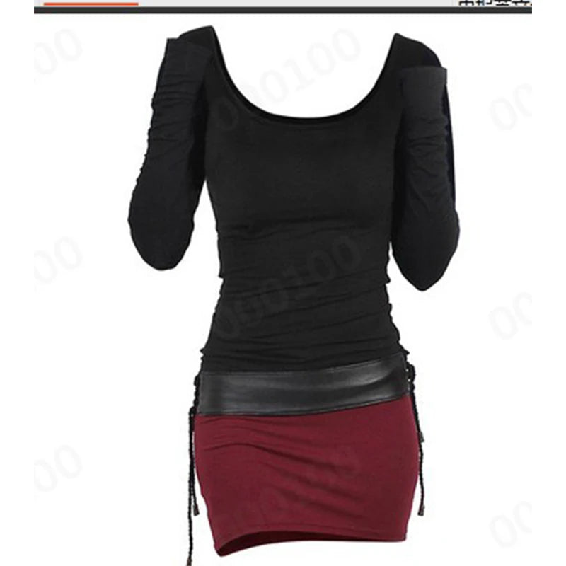 Casual Color-Blocked Hoodie Dress with Drawstring - Image 4