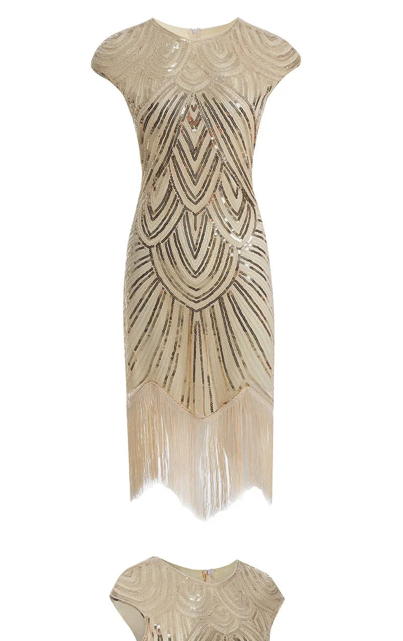 1920s Flapper Sequin Fringe Midi Dress for Parties - Image 8