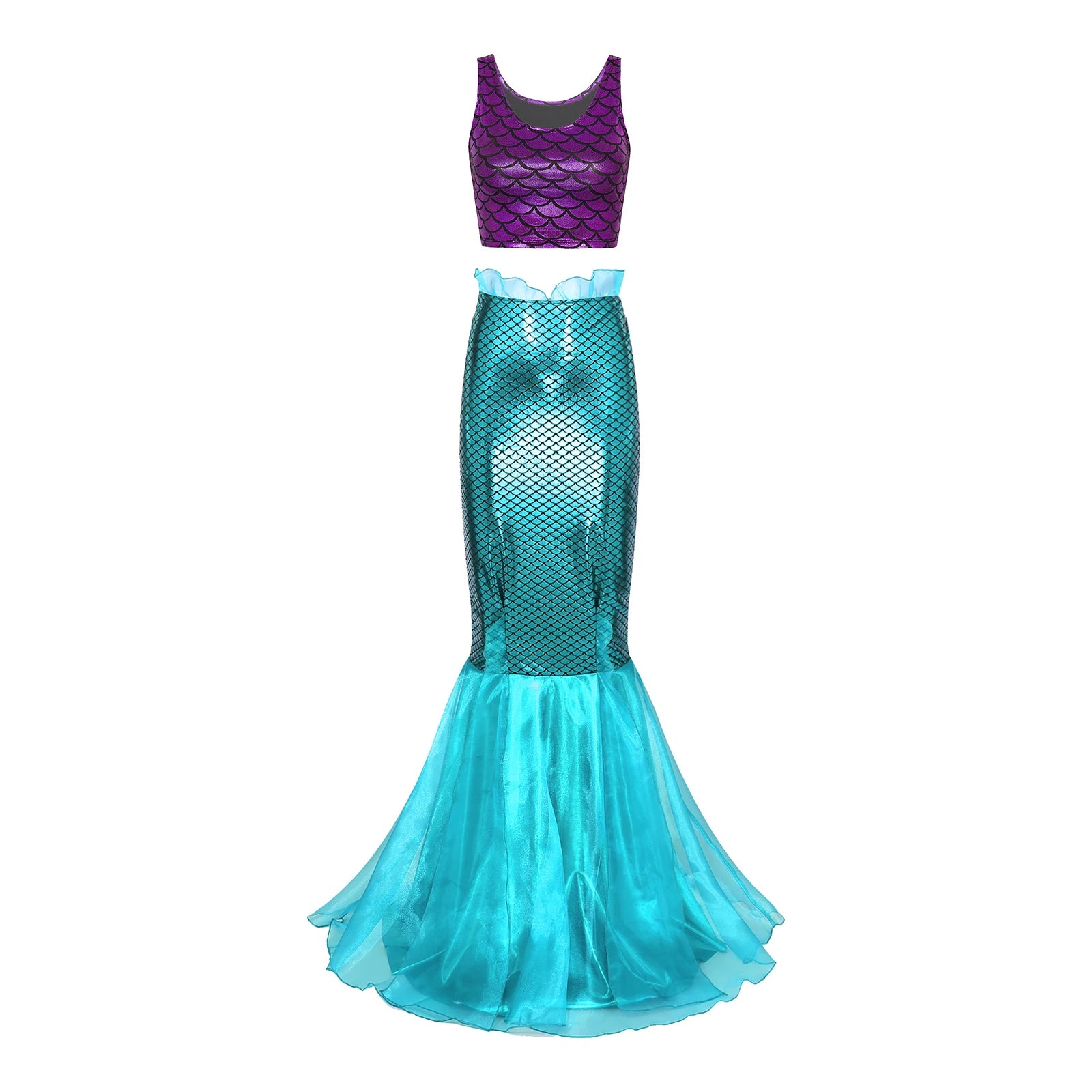 Women's Mermaid Cosplay Costume with Fishtail Skirt Set