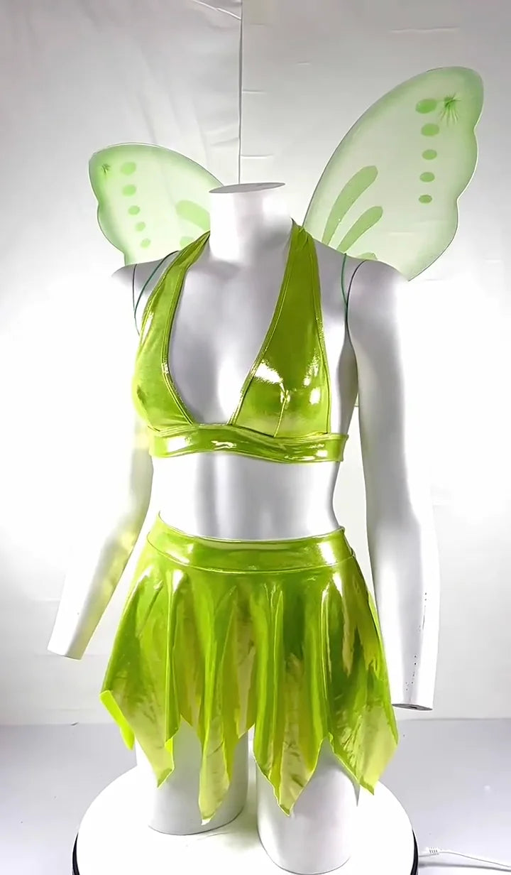 Women's Fairy Elf Costume with Butterfly Wings for Parties - Image 9