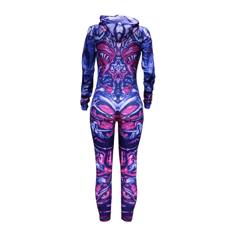 Devil Skeleton Cosplay Jumpsuit with Hat for Halloween