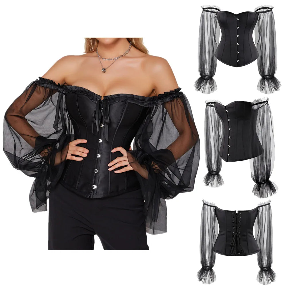 Elegant Gothic Lace-Up Corset for Weddings & Parties