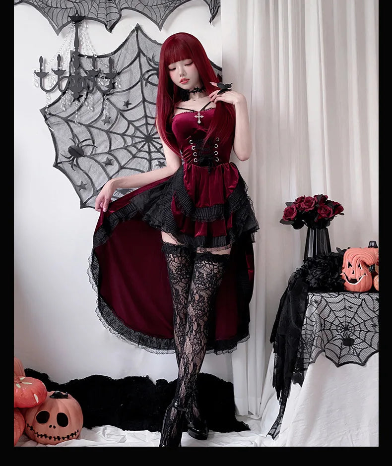 Gothic Witch Vampire Bride Costume for Halloween Party - Image 19