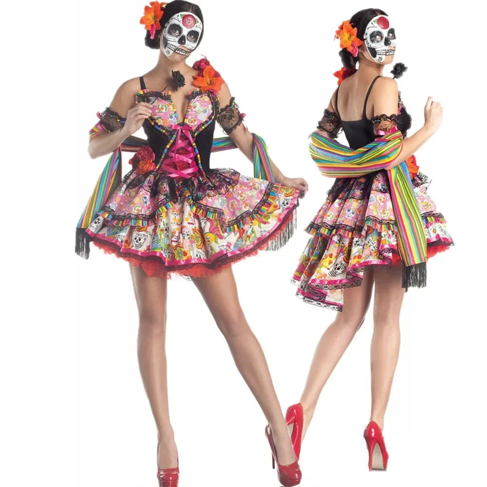 Adult Women's Day of the Dead Zombie Skull Costume