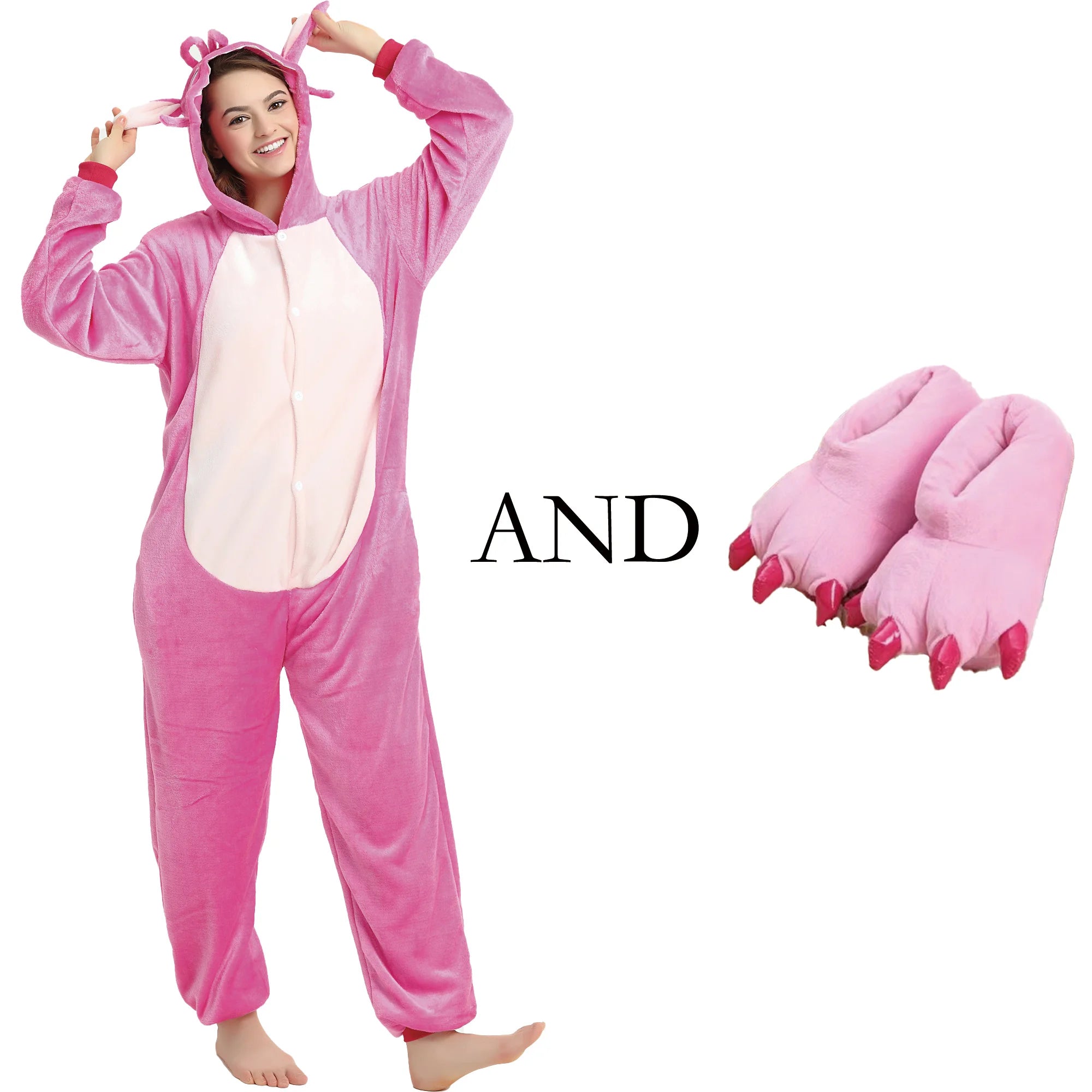 Cute Anime Stitch Hooded Onesie Pajamas for Adults