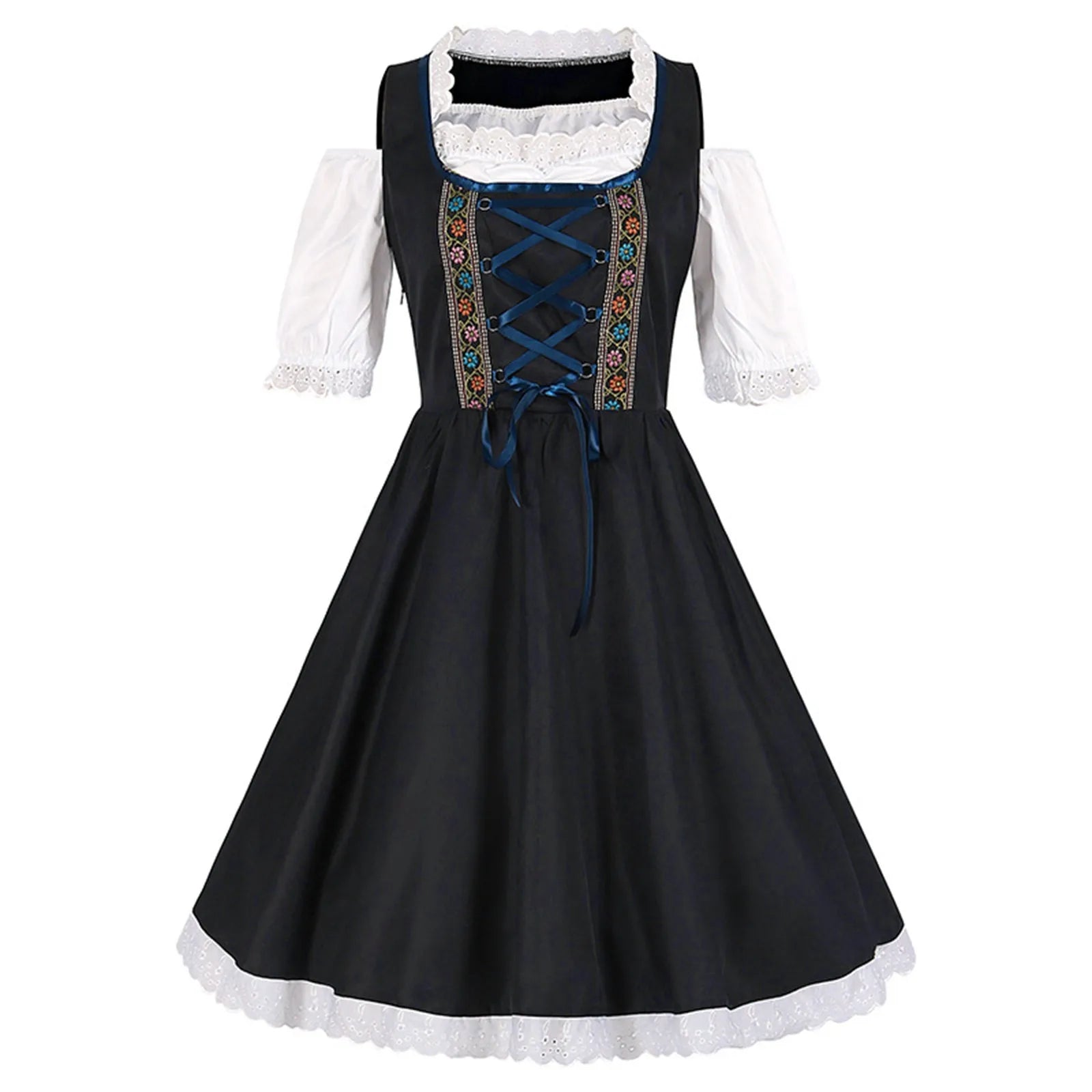 Floral Sheer Apron Dirndl Dress for Oktoberfest Festivities - Image 3