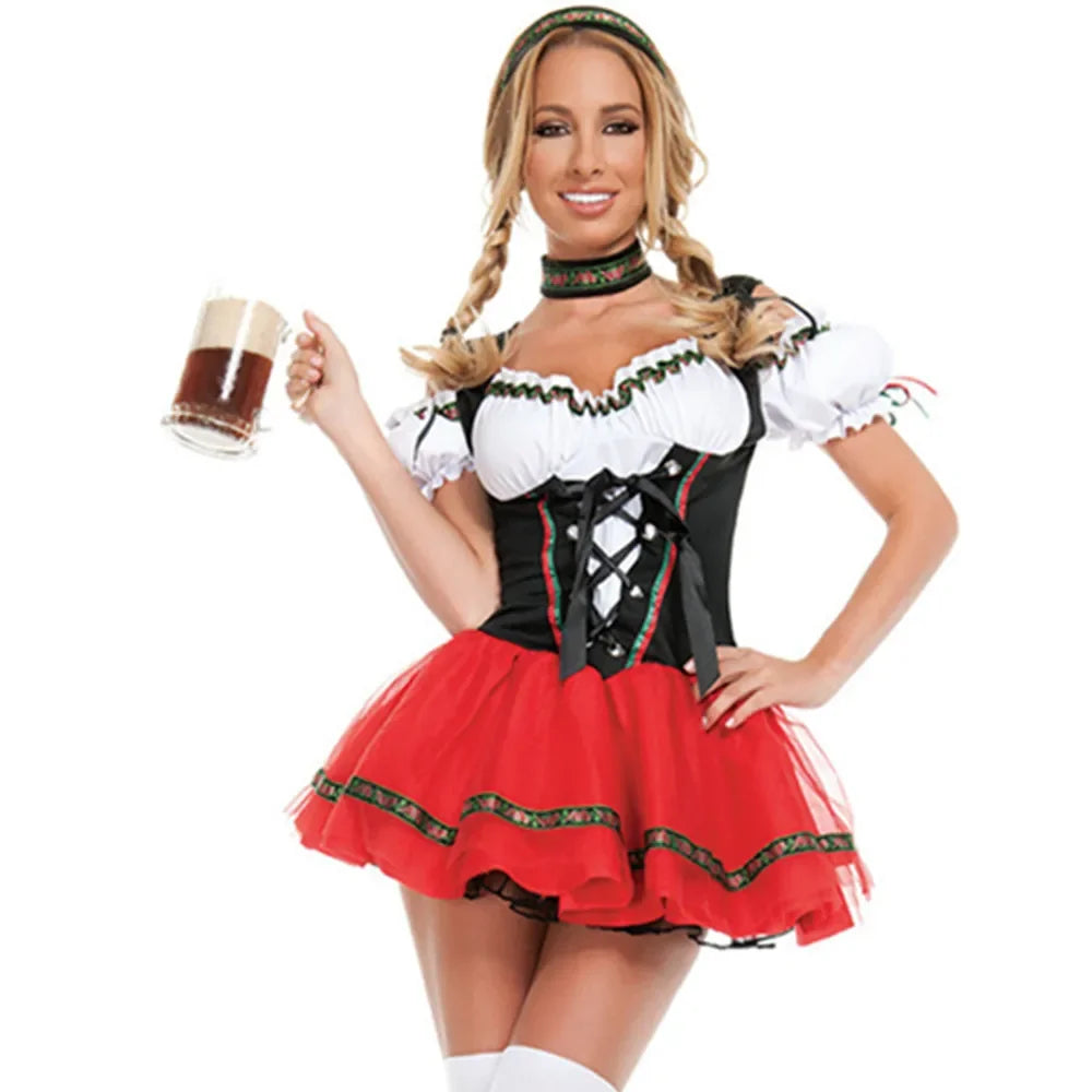 Authentic Oktoberfest Dirndl Dress for Women – Beer Maid Costume
