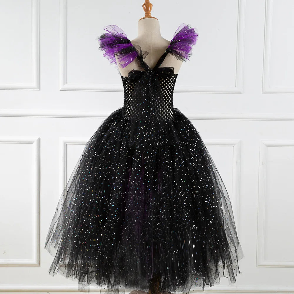 Elegant Maleficent Costume Dress for Kids - Floor Length Cosplay - Image 5