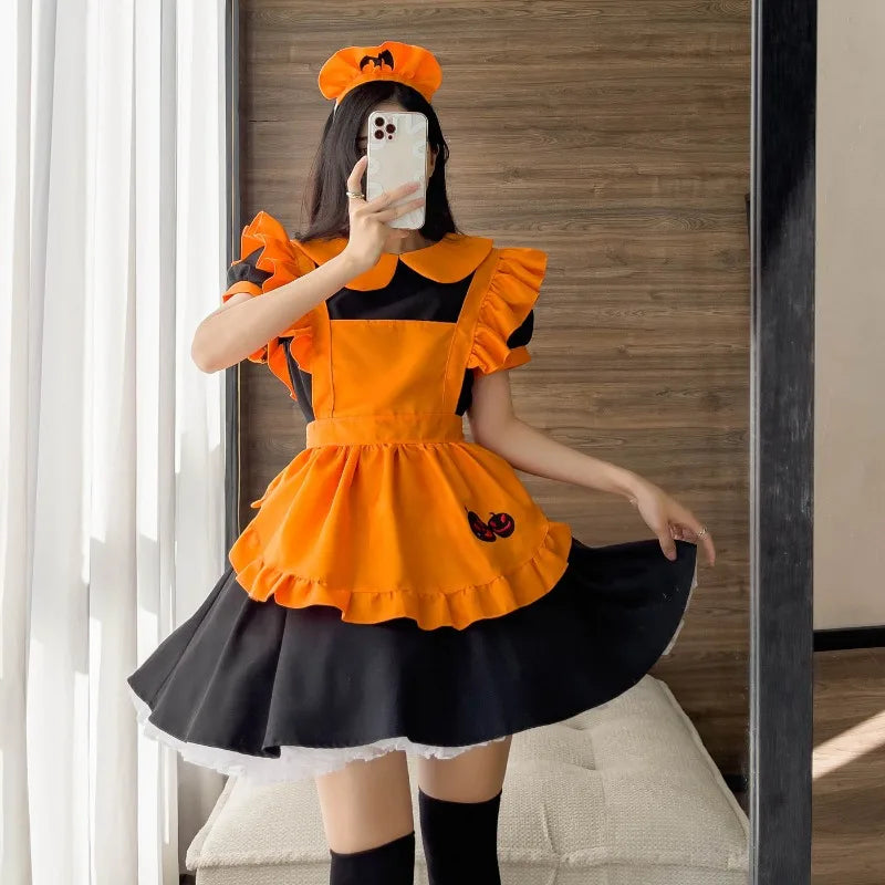 Girls' Halloween Pumpkin Bat Vampire Cosplay Outfit - Image 13
