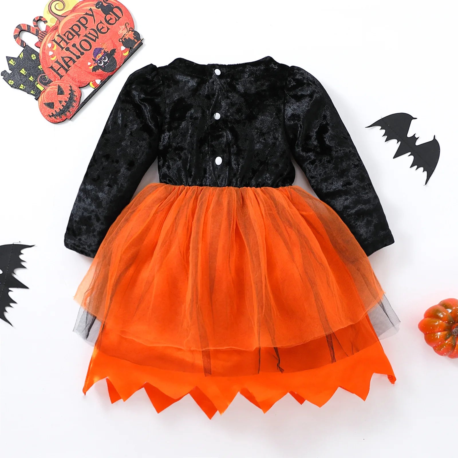 Cute Pumpkin Bat Dress for Girls - Halloween Costume - Image 14