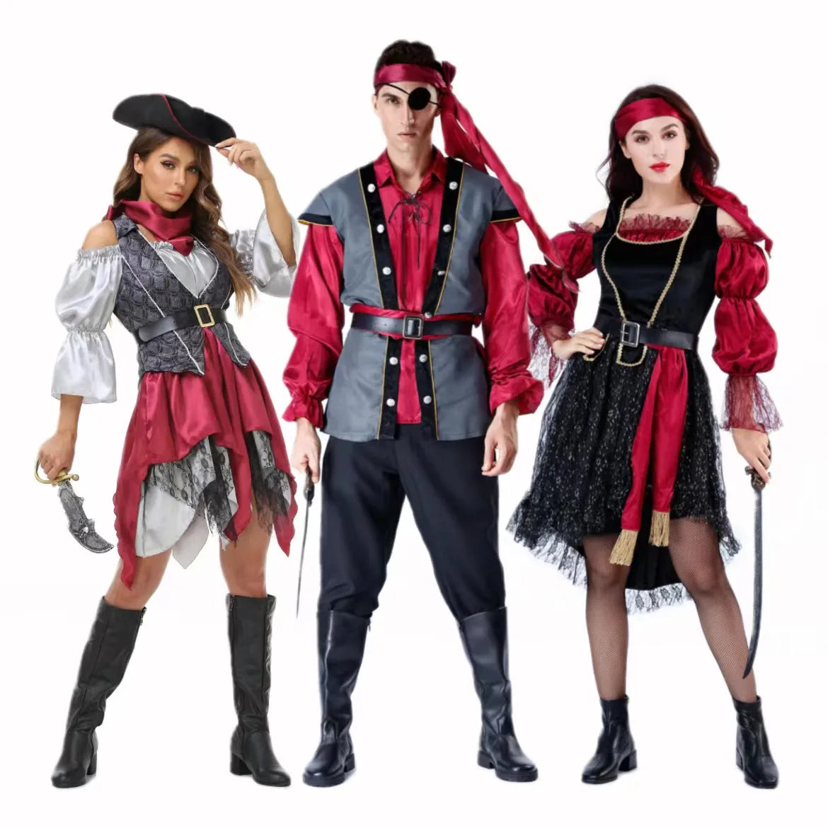 Caribbean Pirate Cosplay Costume for Halloween Carnival Party - Image 15