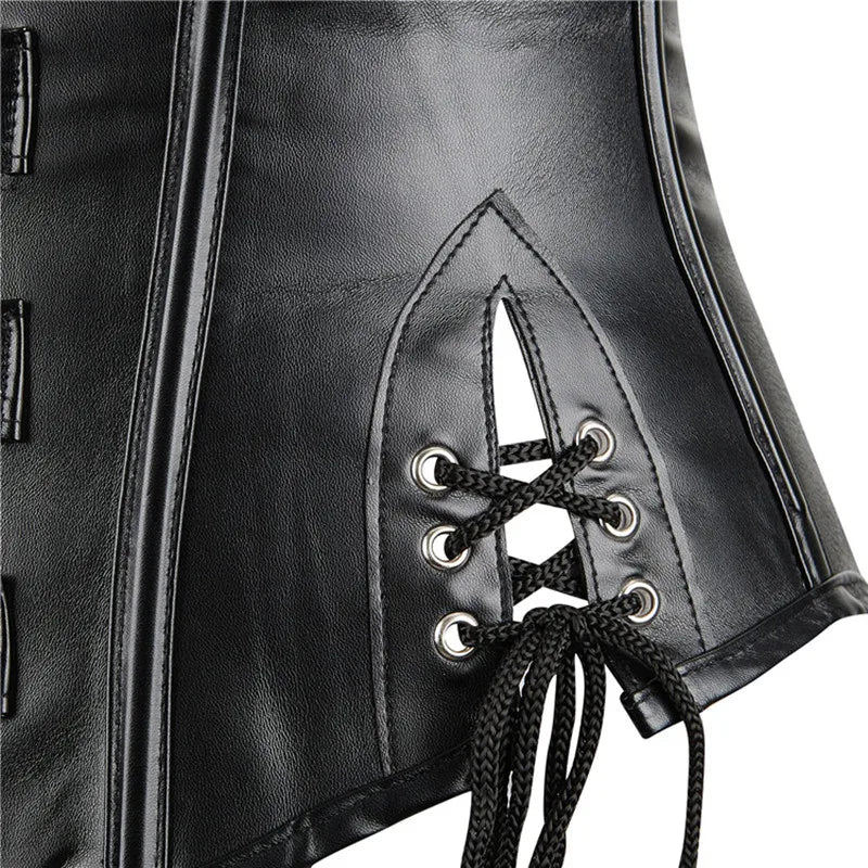 Steampunk Gothic Underbust Corset with Halter & Buckles - Image 34