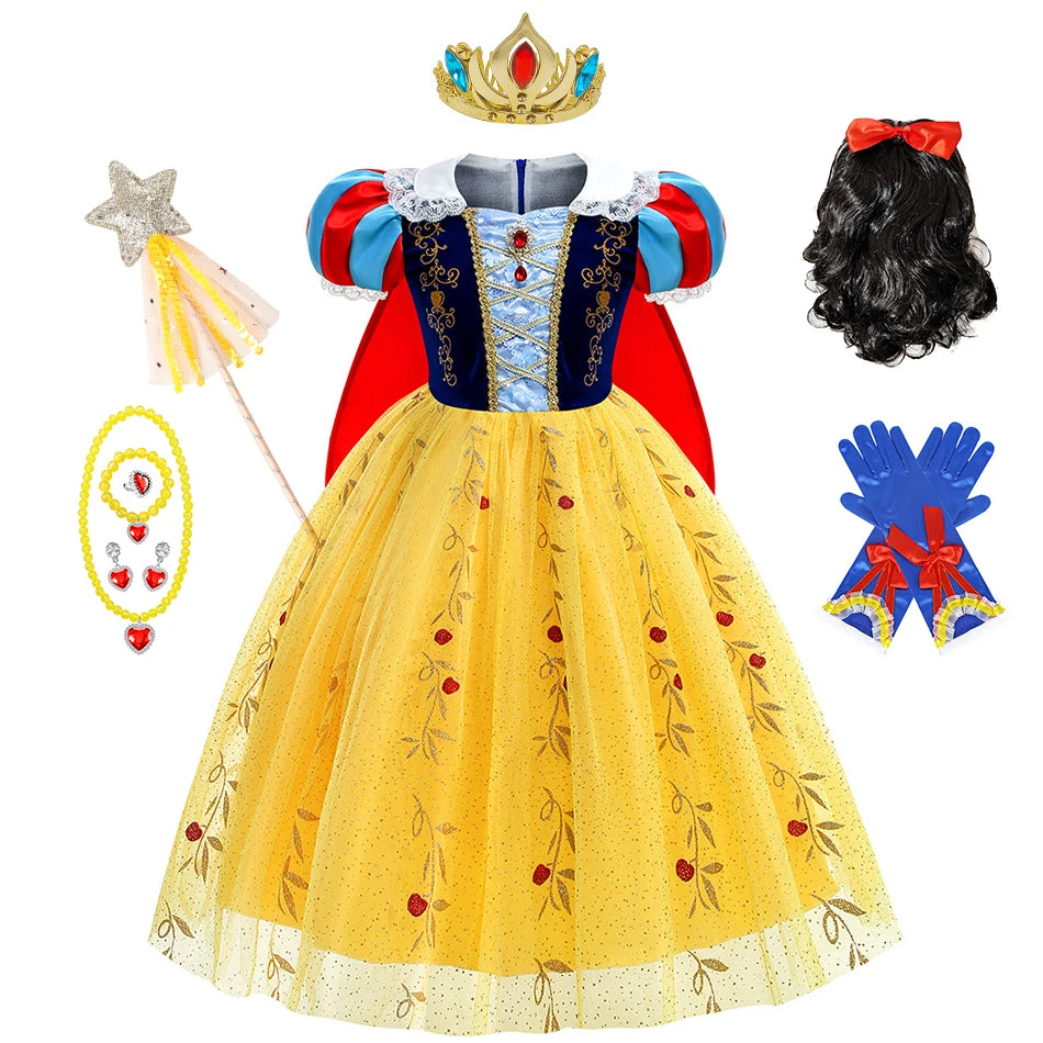 Deluxe Snow White Dress for Kids with Cloak - Image 51