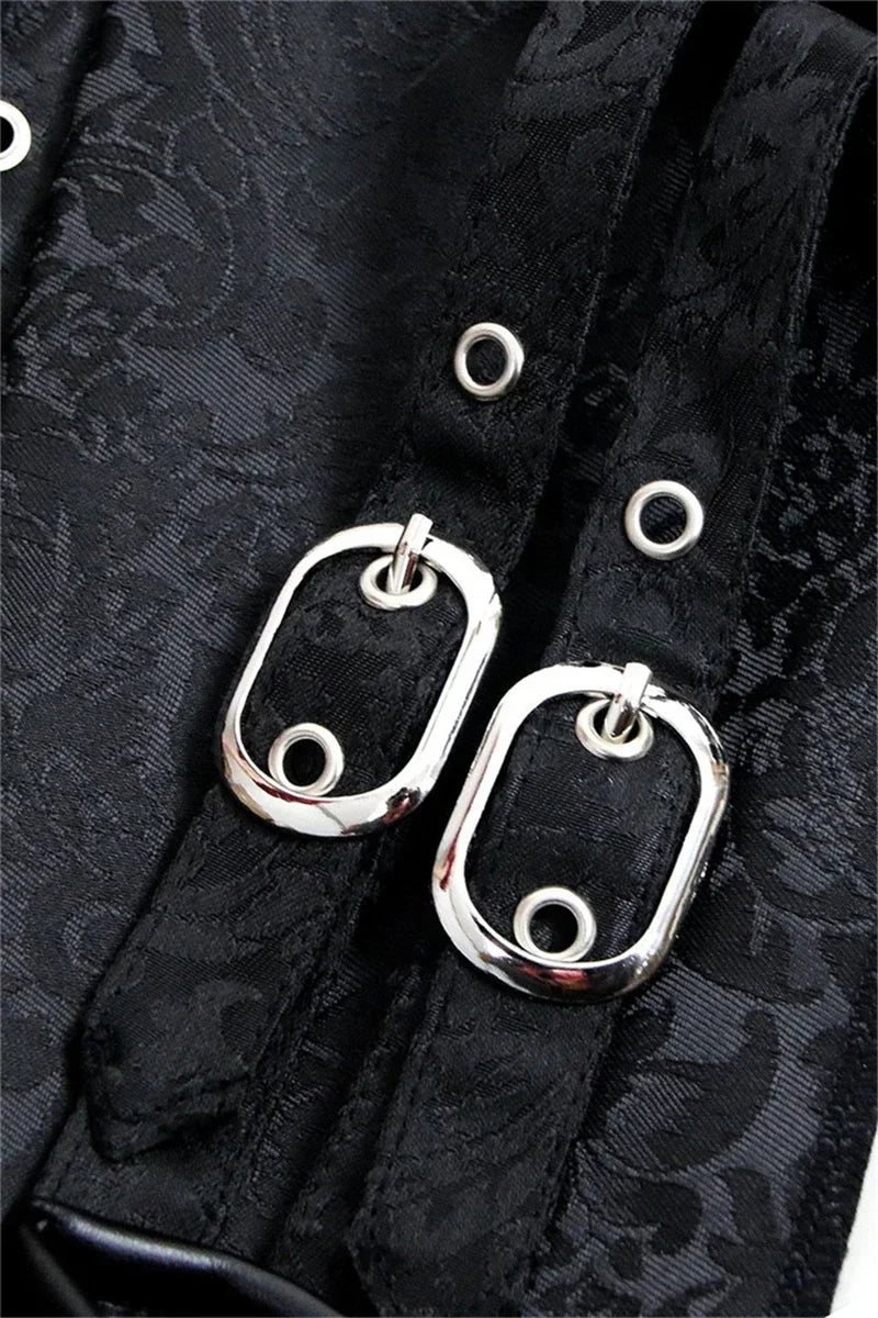 Gothic Steampunk Overbust Corset with Steel Bones and Buttons - Image 18