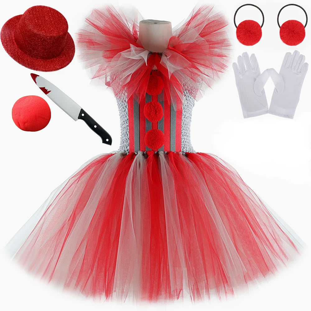 Creepy Clown Tutu Dress for Kids Halloween Costume