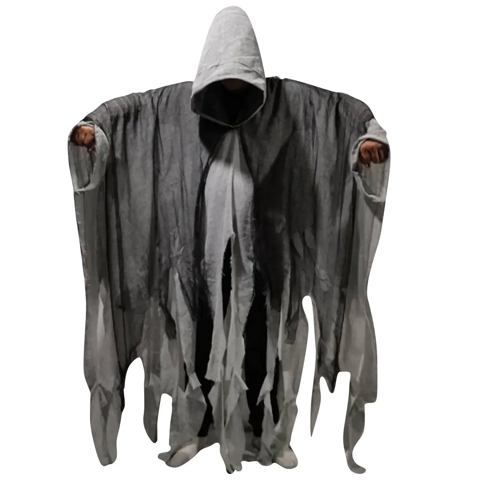 Unisex Halloween Ghost Costume with Hooded Tattered Cape - Image 14