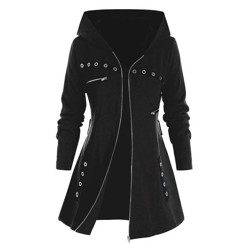 Gothic Punk Long Hoodie Coat for Women - Streetwear Jacket - Image 9