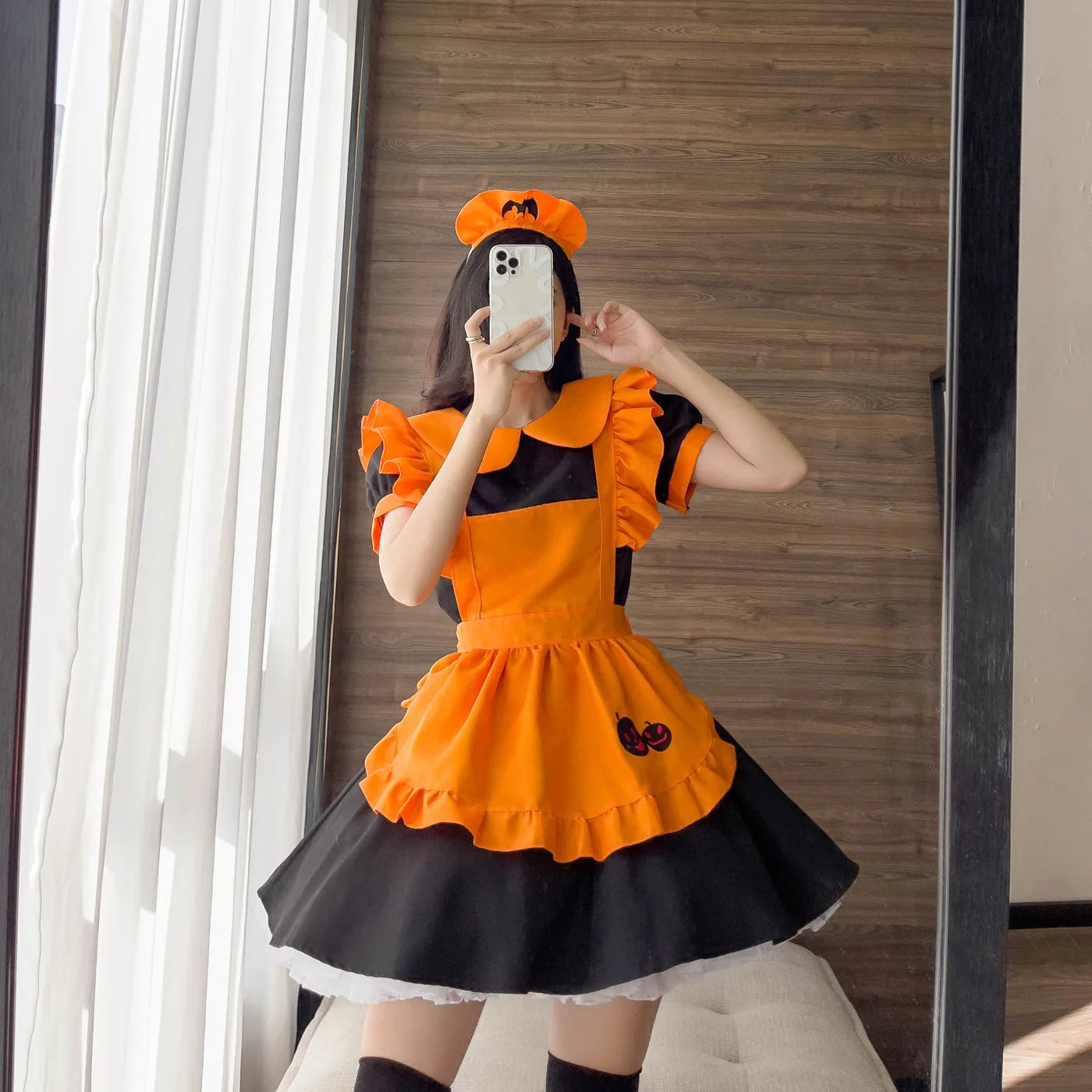 Girls' Halloween Pumpkin Bat Vampire Cosplay Outfit - Image 3