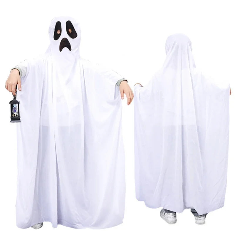 Spooky White Ghost Family Halloween Costumes for Trick-or-Treating