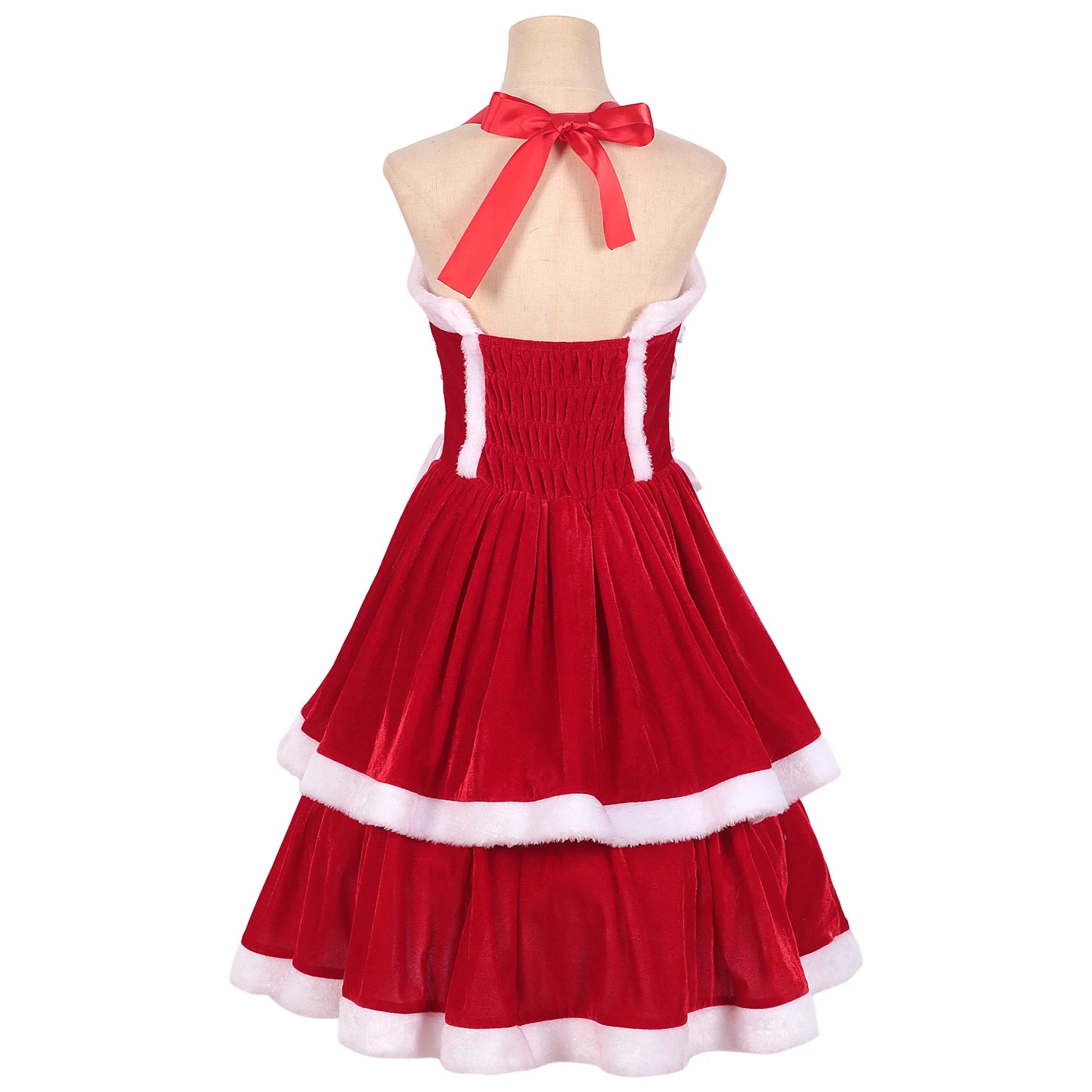 Luxury Classic Santa Claus Lady Red Dress for Christmas Parties - Image 3