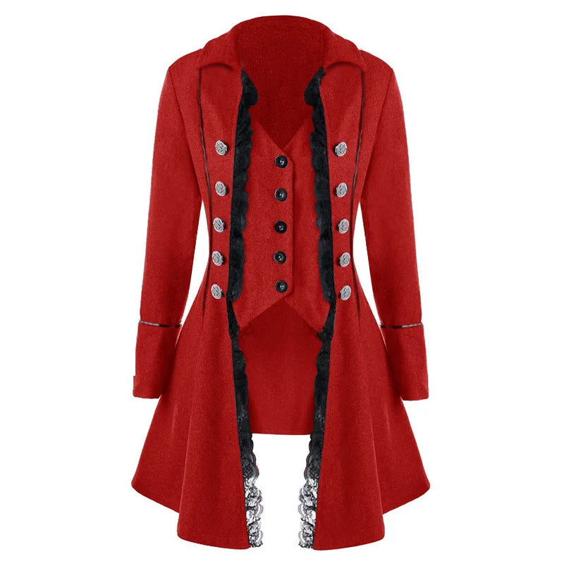 Victorian Gothic Lace Button Coat for Women 3XL - Image 2
