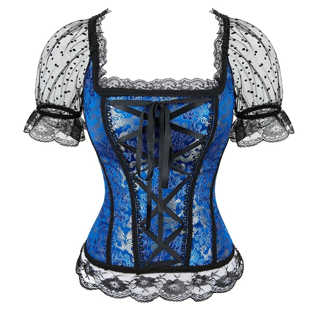 Lace-Up Plus Size Bustier Corset with Sleeves for Weddings - Image 3