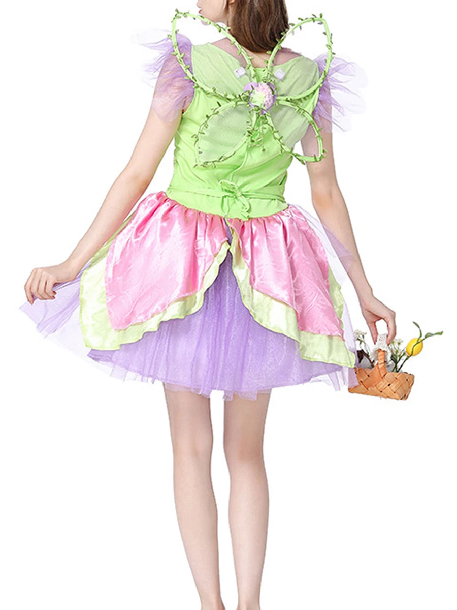Elegant Women’s Flower Fairy Costume with Wings & Headband - Image 4